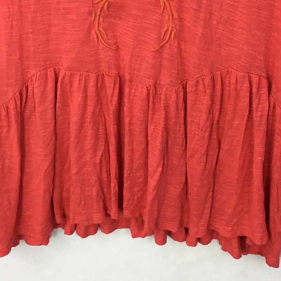 FREE PEOPLE Red Sheer Embroidered Short Sleeve - Picture 3 of 10